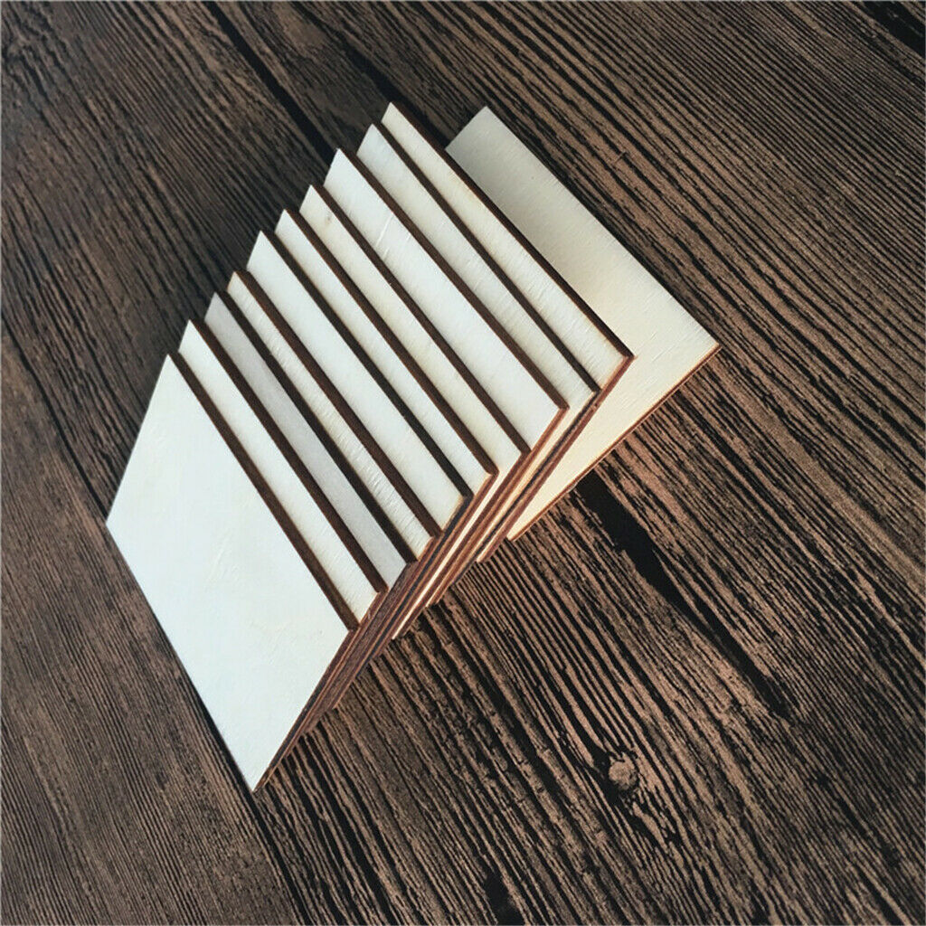 10pcs Blank Plywood Card Unfinished Wood Plaque Sign DIY Decorative Crafts