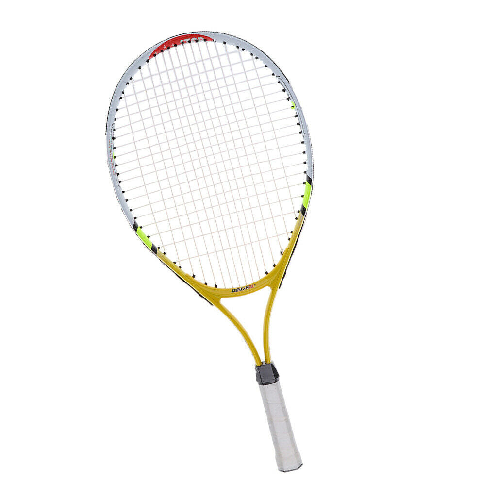 Aluminium Alloy Kids Junior Tennis Racquet Training Racket with Cover Yellow
