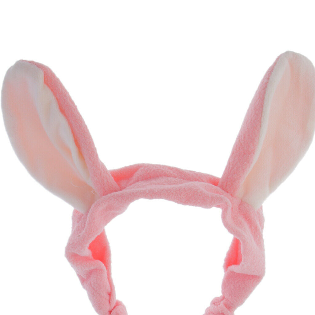 Lovely Rabbit Ears Hair Band Soft Flocking Head Wrap Makeup Headband Pink