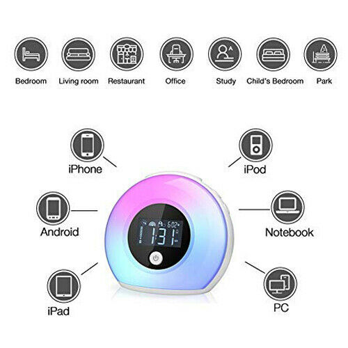 for Night Light with Bluetooth Speaker 5 Color Changing Bedside Lamp Gifts