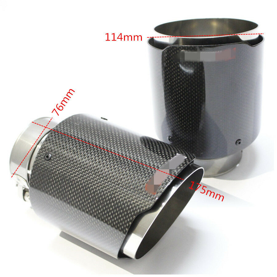 3" 76mm Inlet Real Carbon Fiber Stainless Steel Car SUV Exhaust Muffler Pipe Tip