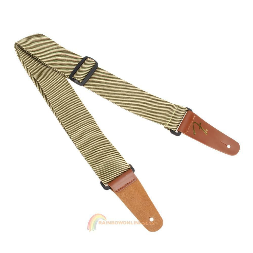 Adjustable Polyester Strap Leather End Acoustic Tweed Electric Bass Guitar Belt