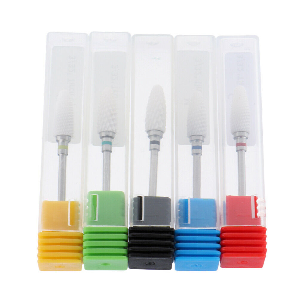 5pcs/set Ceramic Nail Art Grinding Head Drill Bits Manicure Gel Remover Tool - B