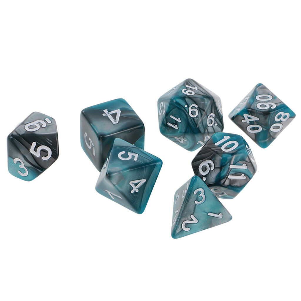 7 dice polyhedral dice for DND RPG MTG Casino Green