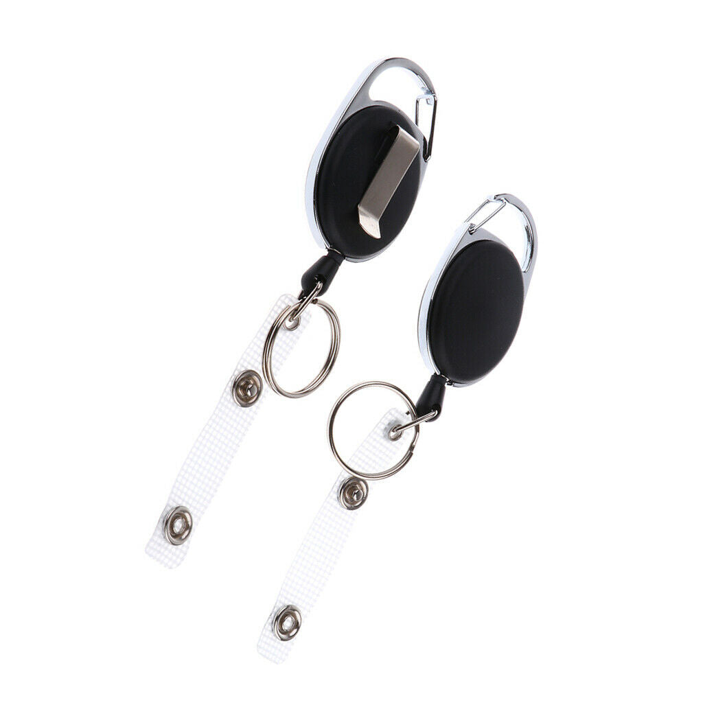 2pcs 60cm Retractable Key Ring Belt Clip Pull Reel Key Chain ID Cards Holder