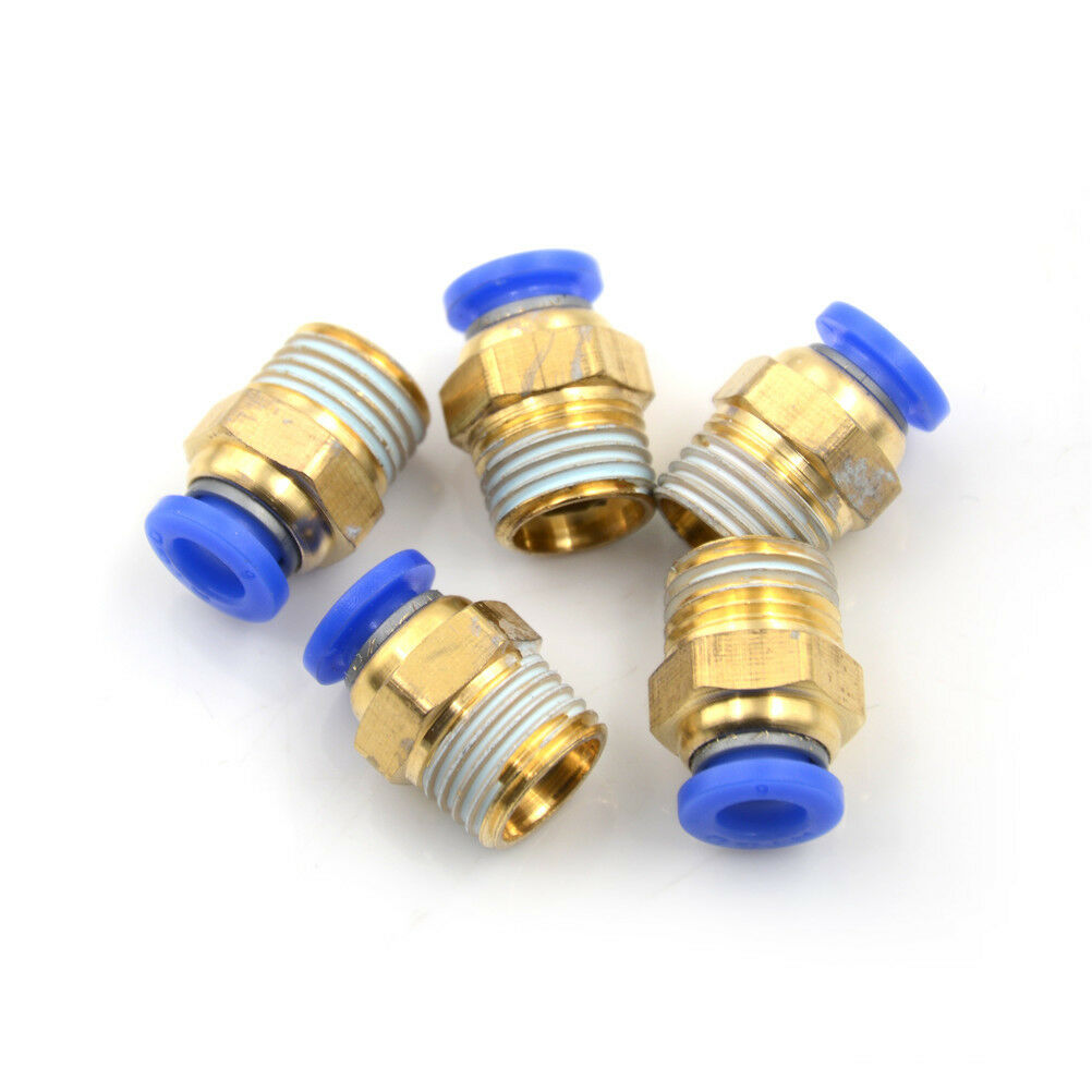 5PCS Male 1/4" - 6mm Straight Push in Fitting Pneumatic Push to Connect Air WF