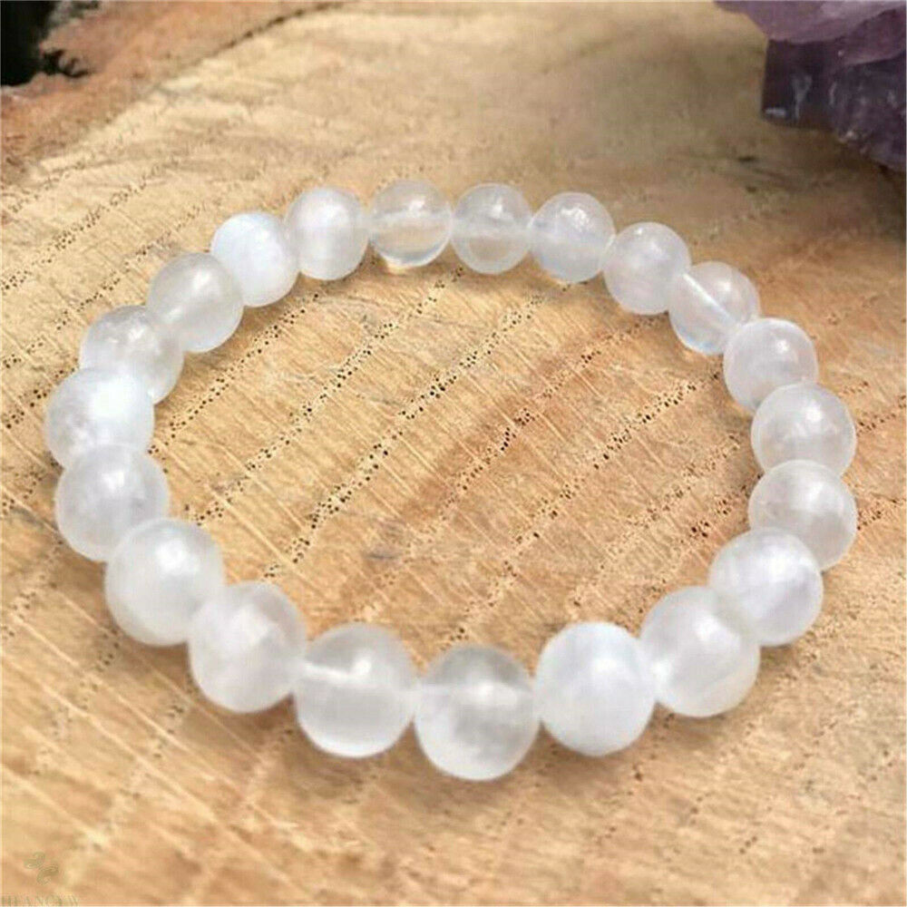 8mm Natural Fashion Selenite Handmade Bracelet Buddhism Lucky Yoga Spirituality