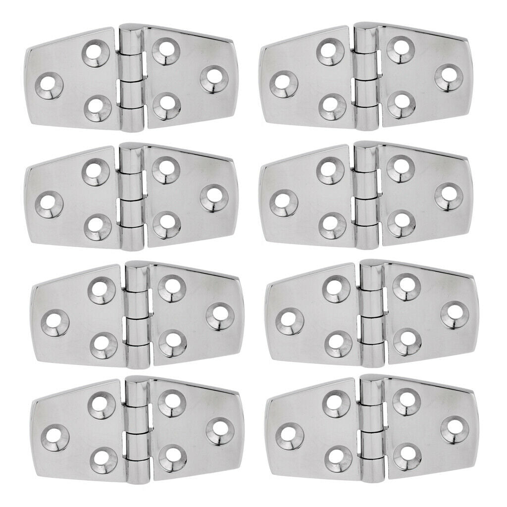 8Pcs Marine Boat Deck Flush Strap Door Hinge - Polished 316 Stainless Steel