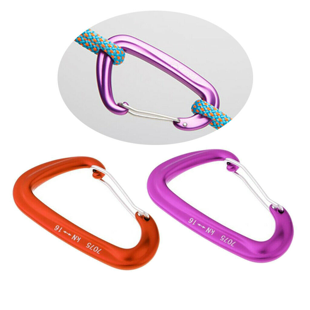 2pcs Wire Hammock Yoga Carabiner Quickdraw Hiking Keychain Backpack Buckle Clasp