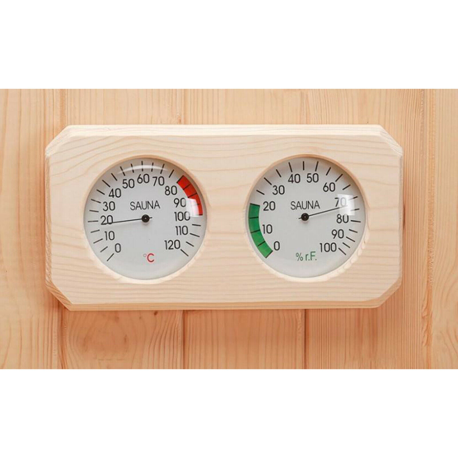 2 in 1 Pine Wooden Sauna Hygrothermograph Thermometer Celsius Hygrometer