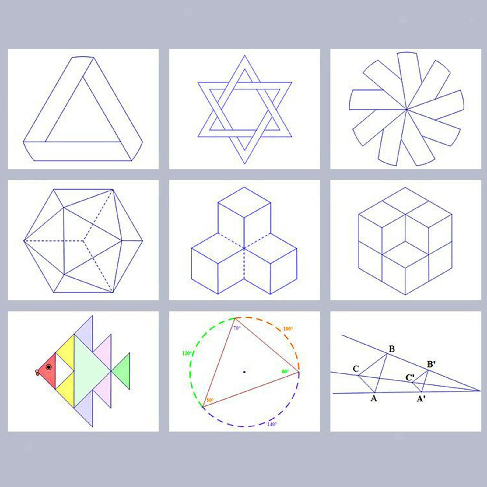 Geometric Multifunctional Drawing Board Ruler Template Stencil