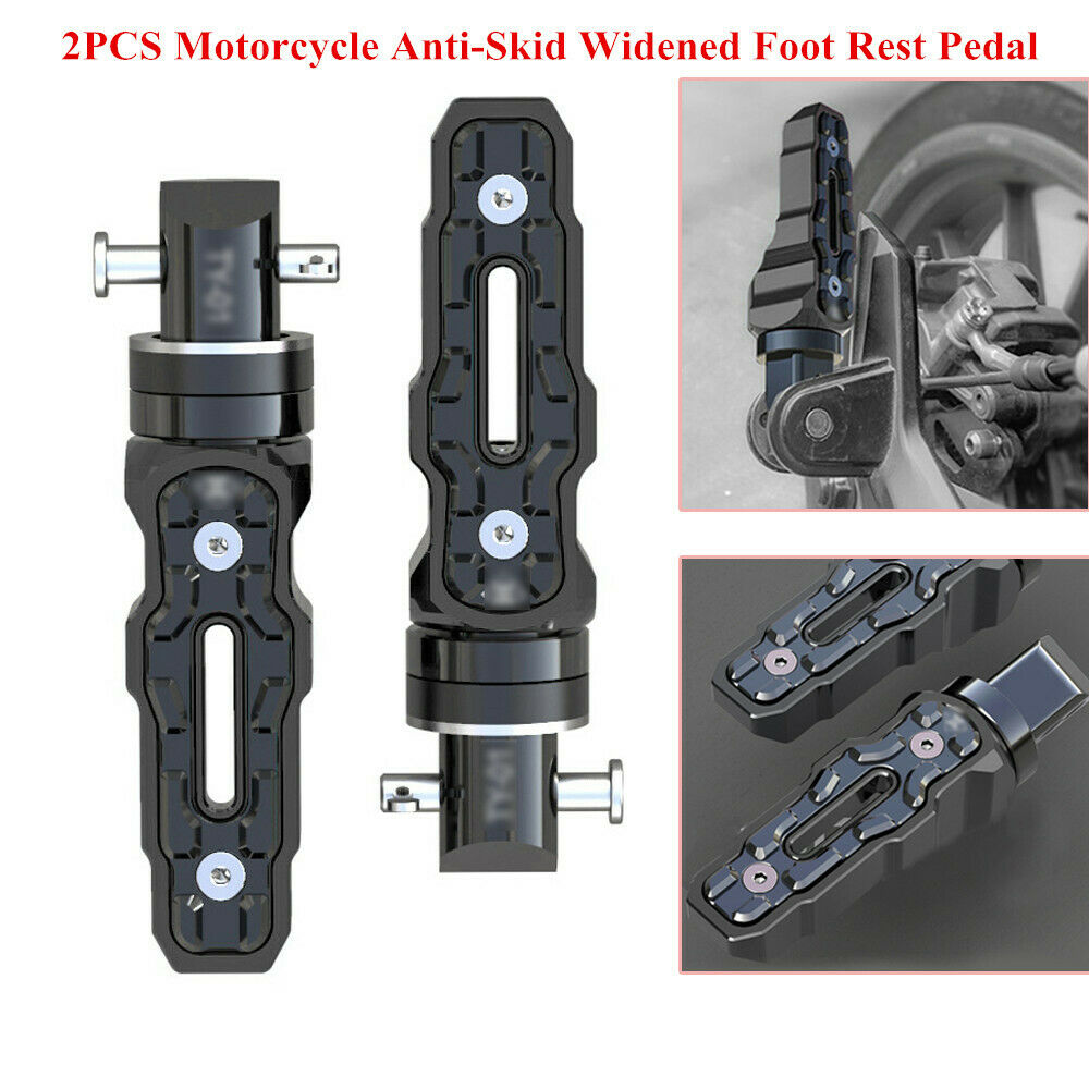2PCS Aluminum Rear Motorcycle Motorbike Anti-Skid Widened Foot Rest Pedal Solid