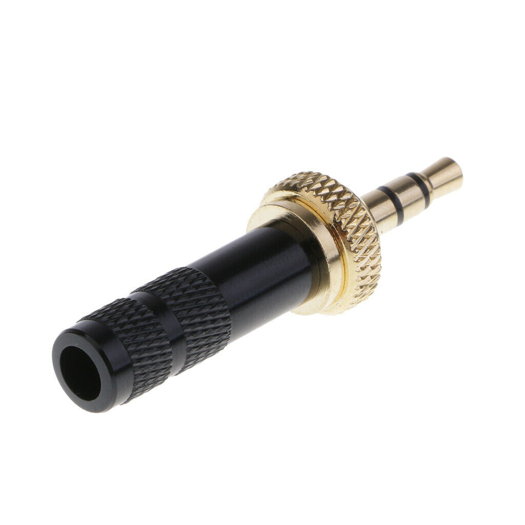 3.5mm Screw Lock Stereo Jack Male Plug Metal Audio Solder Adapter black