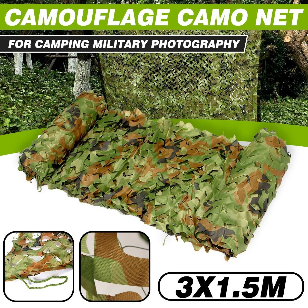 3mx1.5m Camo Net Hunting/Shooting Camouflage Netting Hide Army Camping