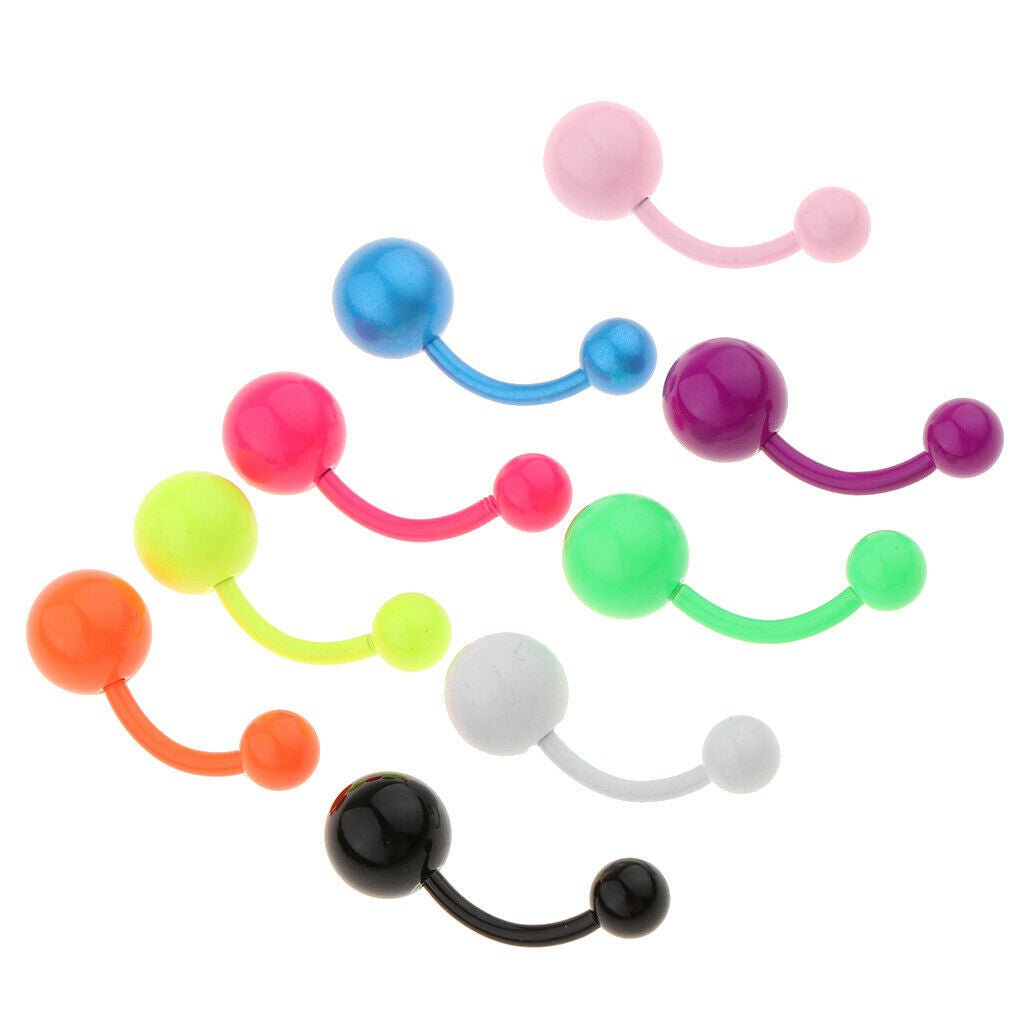 9-Pack Women Belly Button Ring Navel Ring Barbell Bar Piercing Jewelry 1.6mm
