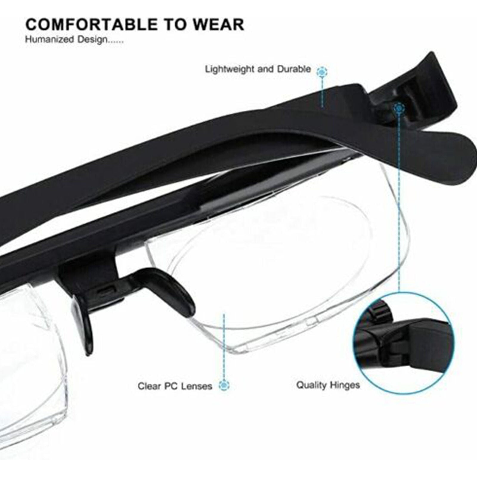Adjustable Strength Lens Reading Myopia Glasses Eyewear Variable Focus Vision