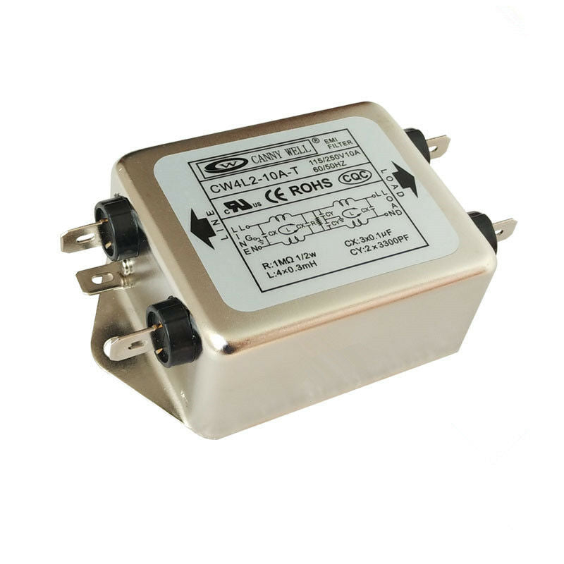 1PCS Single Phase AC Power Line EMI Filter AC 115/250V 50/60Hz 10A Suppressor