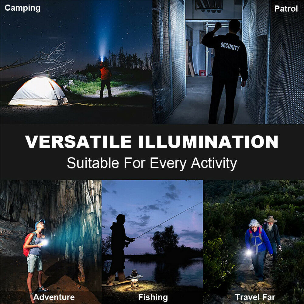 LED Flashlight Torch Light Camping Hiking Lamp 3Mode Rechargeable High Bright