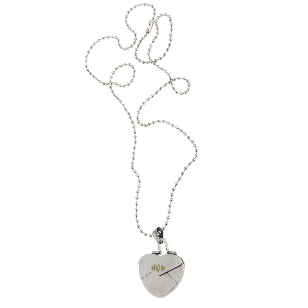 Mom Heart Shape Photo Frame Mother Rose Flower Stainless Steel Memorial Pendant
