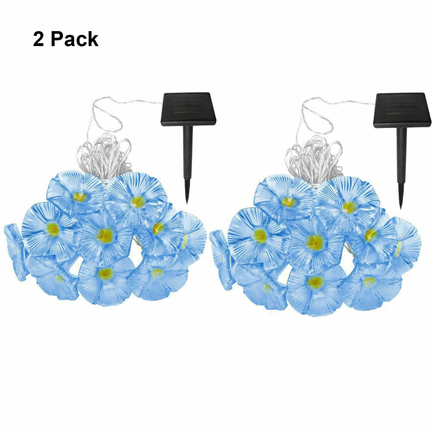 2PK Morning Glory Solar String Lights Garden Decor Flower Lantern Xmas Tree Lamp