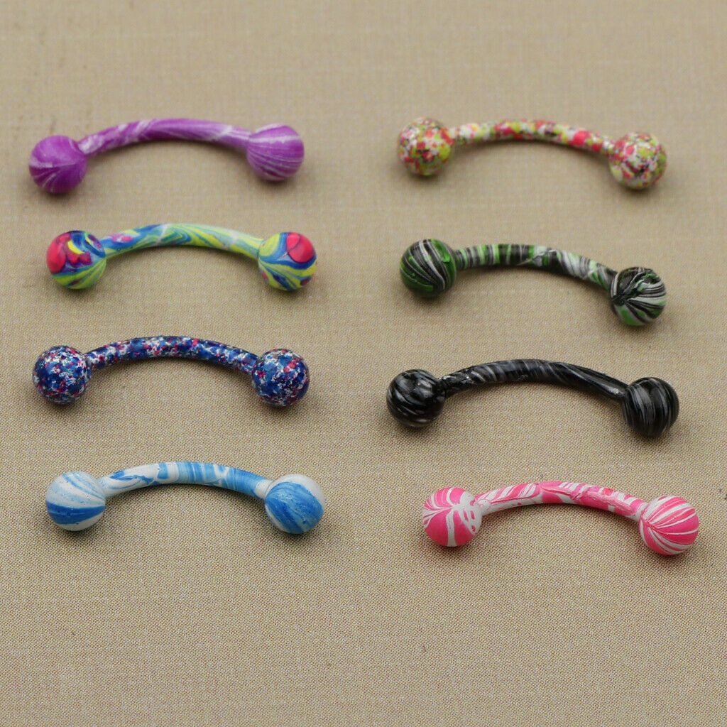 8pcs Stainless Steel Ball Curved Barbell Lip Stud