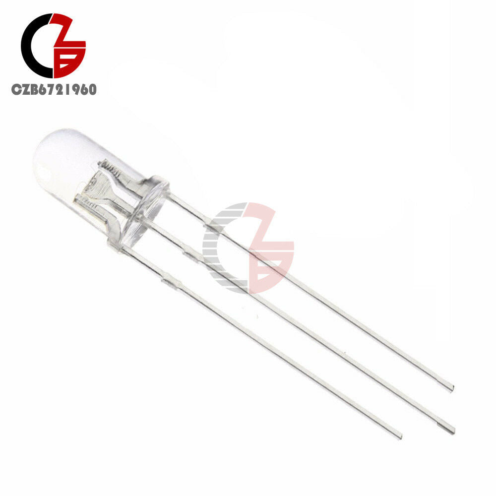 50PCS Dual Bi-Color Red Blue Bright 5mm 3Pin Water Clear bulb Led Common Anode