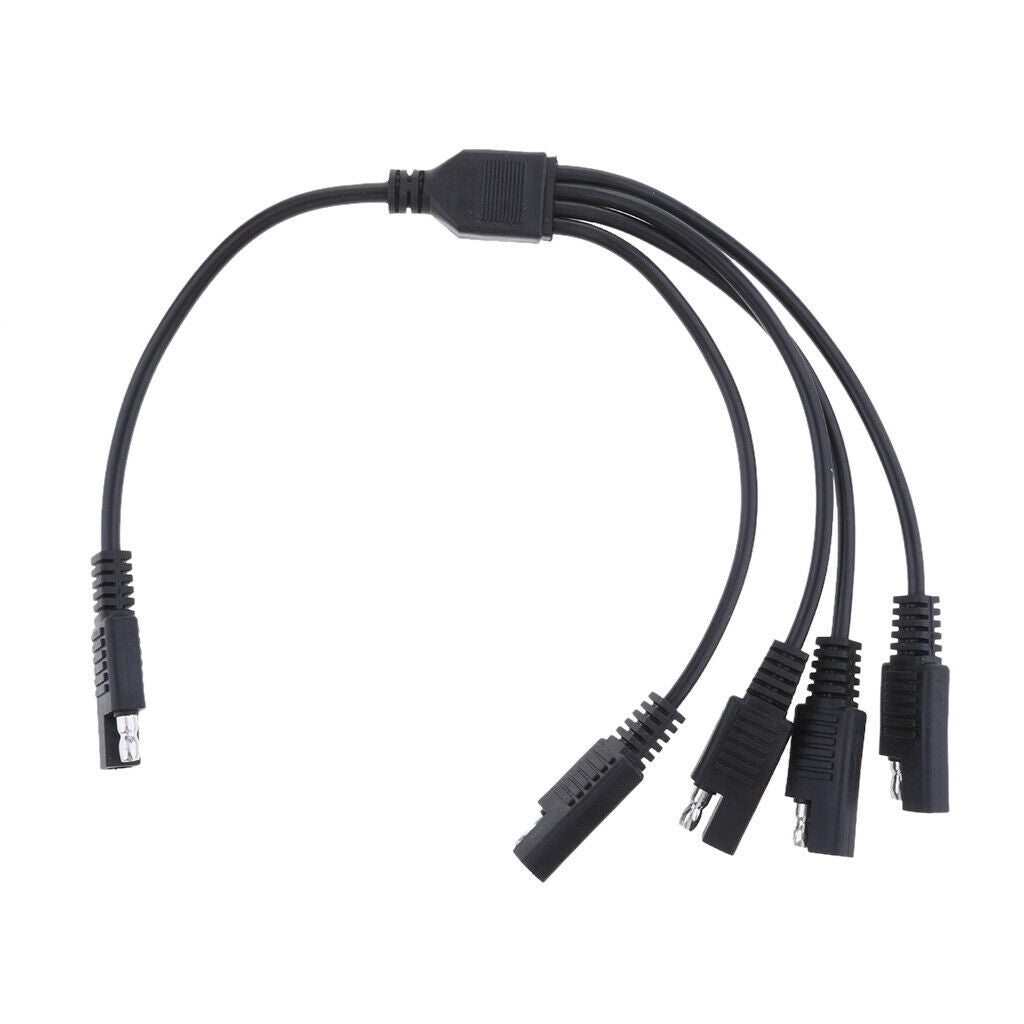 5 Way 18AWG SAE Plug Extension Adapters Charger Cables For Solar Batteries Black