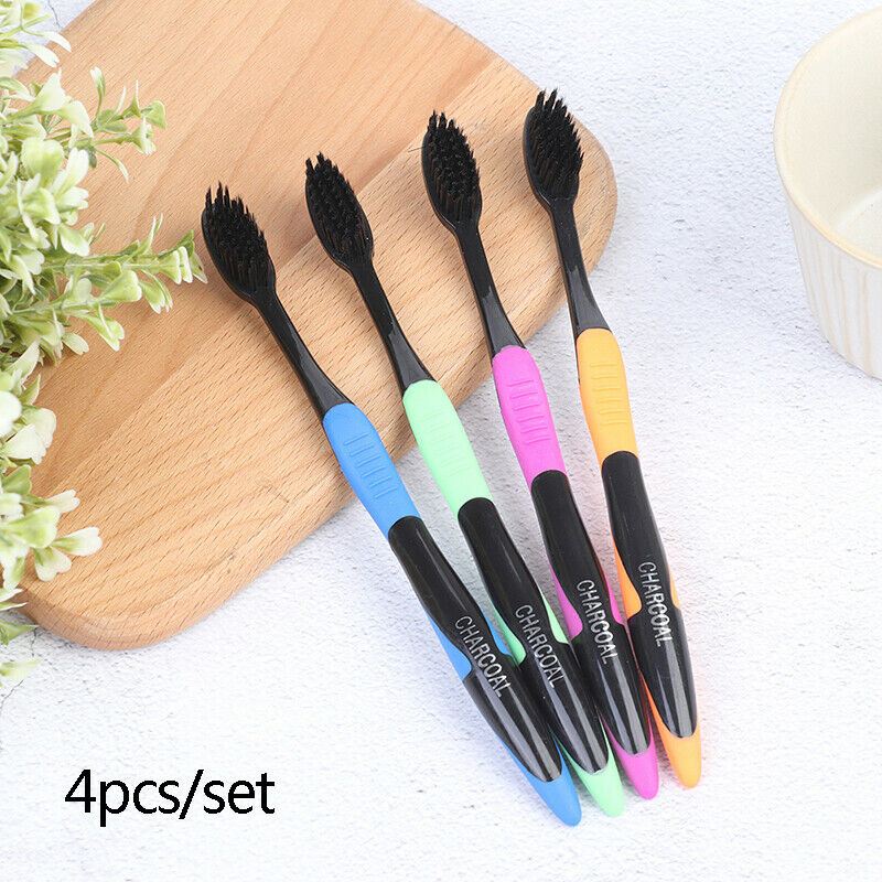 4Pcs/Pack Bamboo Toothbrush Charcoal Toothbrush of Dental Oral Care Soft .l8