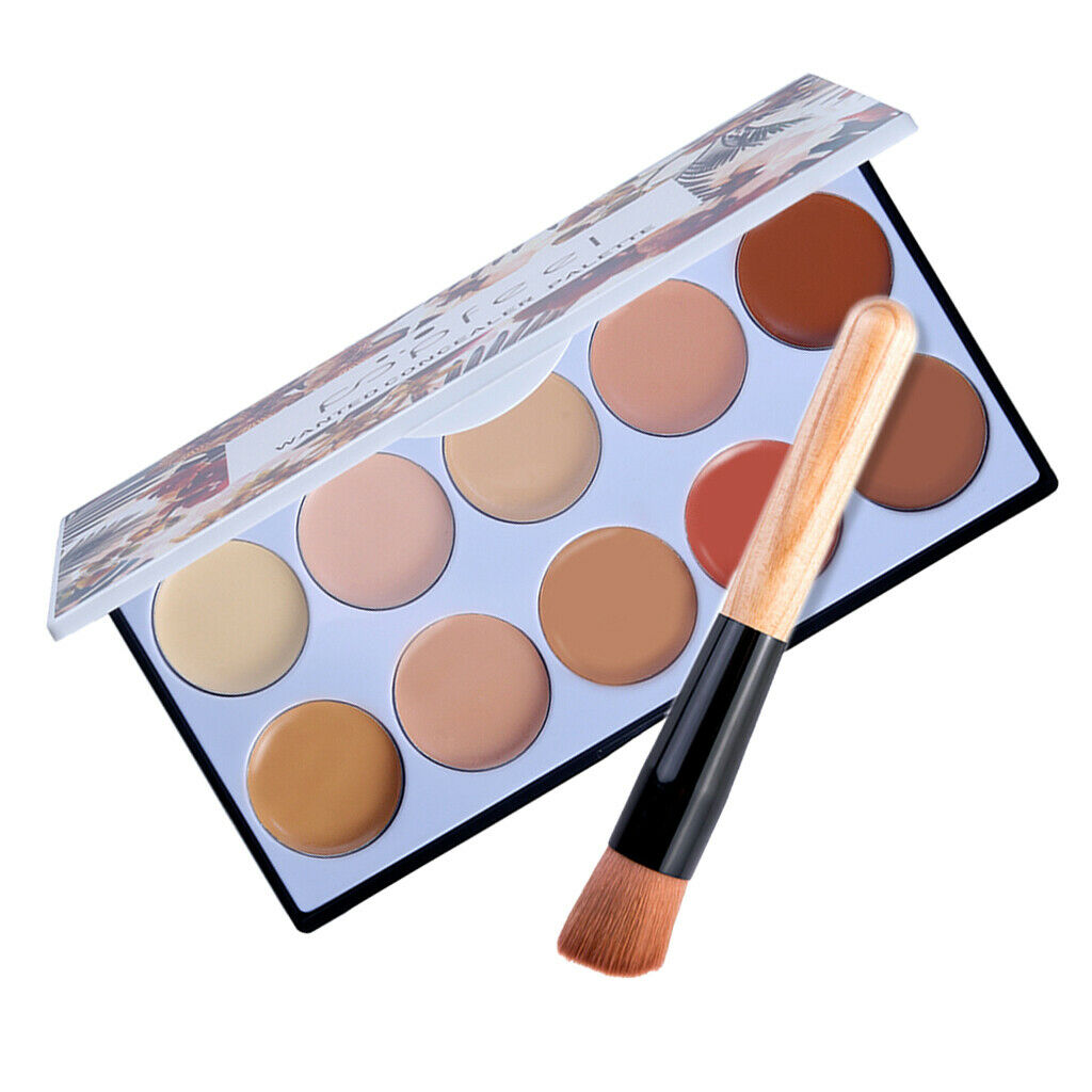 10 Colors Smooth Concealer Makeup Base For Blemish Spots Dark Circles With Brush