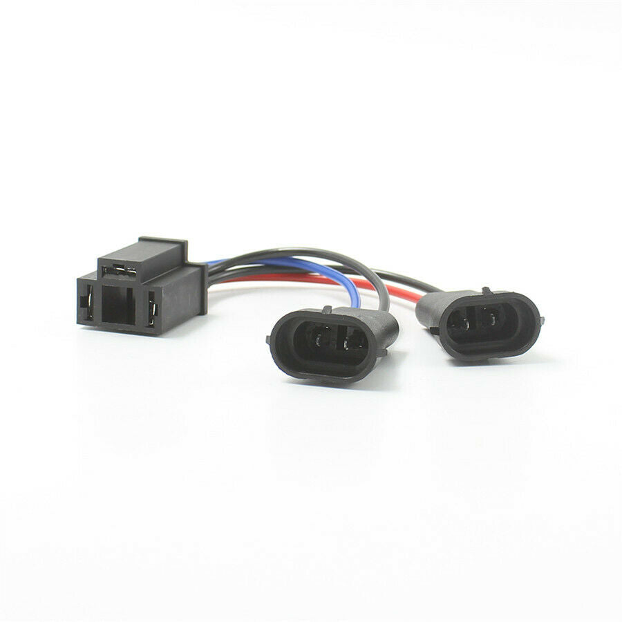 1 Pair H9/H11 Male Adapter to H4 3-prong Female Socket Conversion Wiring Harness