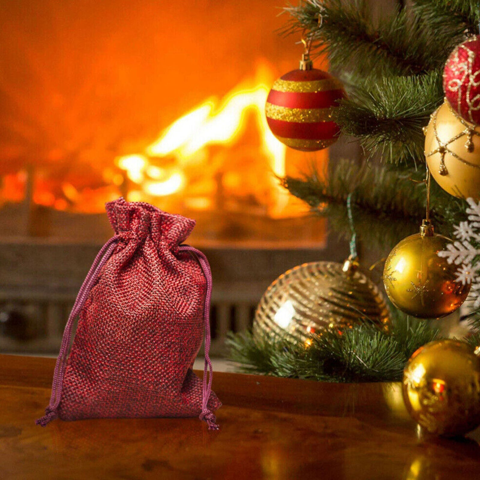 24pcs Christmas Advent Calendar Garland Xmas Hanging Gift Bags Decoration