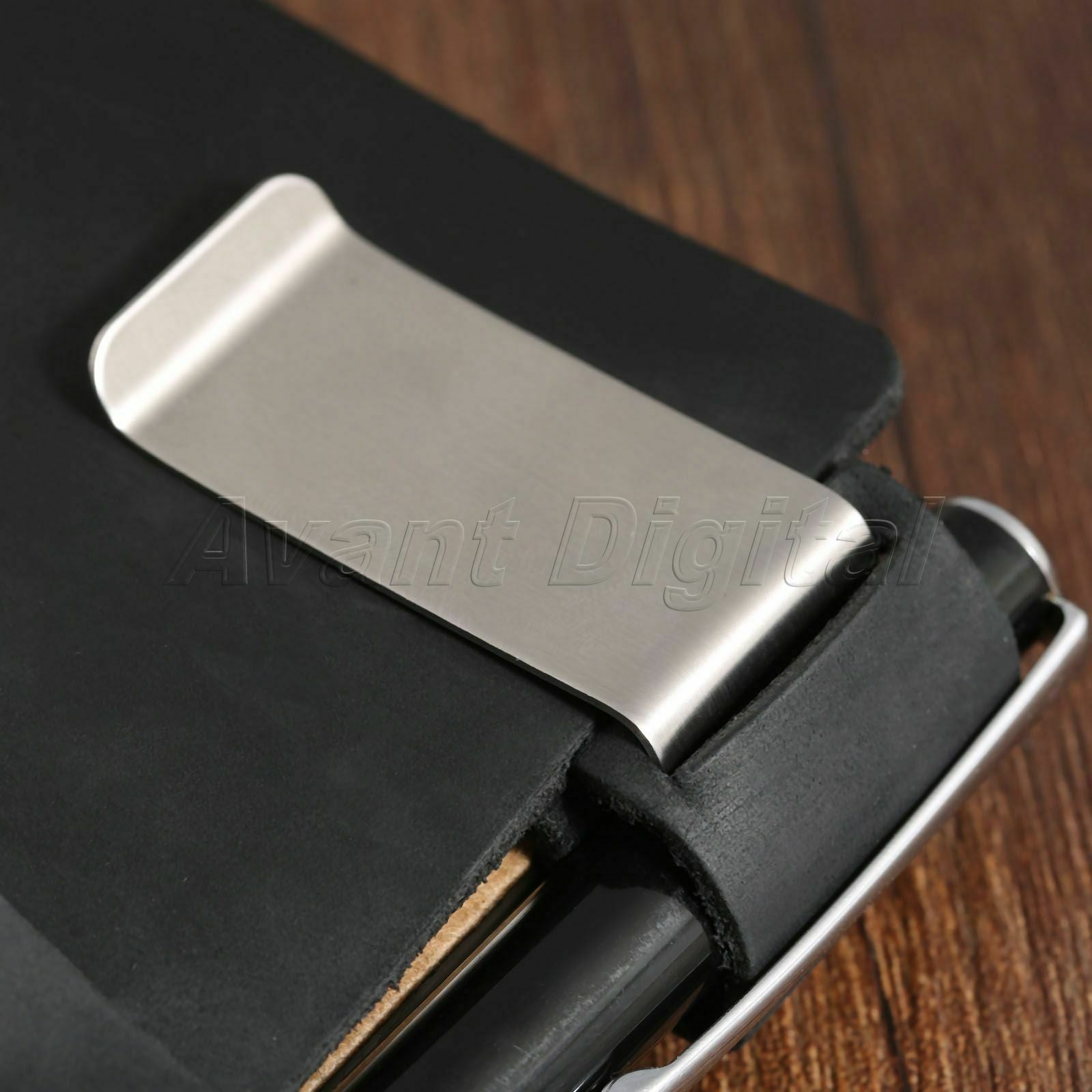 New Black Leather Pen Organizer Holder For Passport Notebook Diary Journal Memo