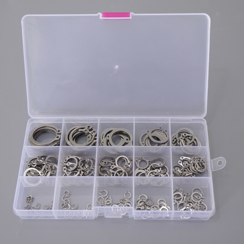 225Pcs Steel External Circlip Retaining Ring Snap Ring Assortment Kit ï¼ŒFor