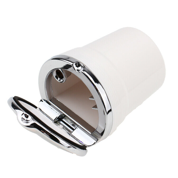 White Portable Stainless Auto Car Cigarette Ashtray Ash with Blue LED Light
