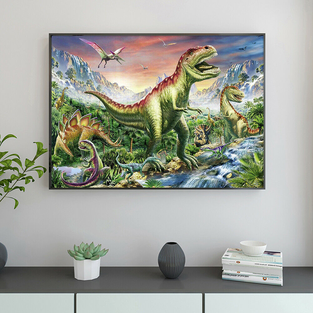5D DIY Full Round Drill Diamond Painting Dinosaur World Cross Stitch Craft @