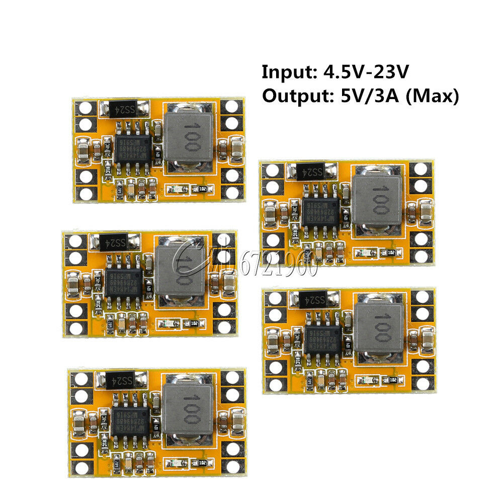 5PCS DC-DC 9V/12V/19V to 5V 3A USB Buck Step down Charger Power Supply 4.5-23V