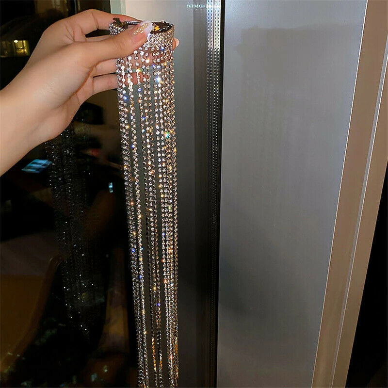 Shine Full Rhinestone Hairpins for Women Long Tassel Crystal Hair AccessorieFCA
