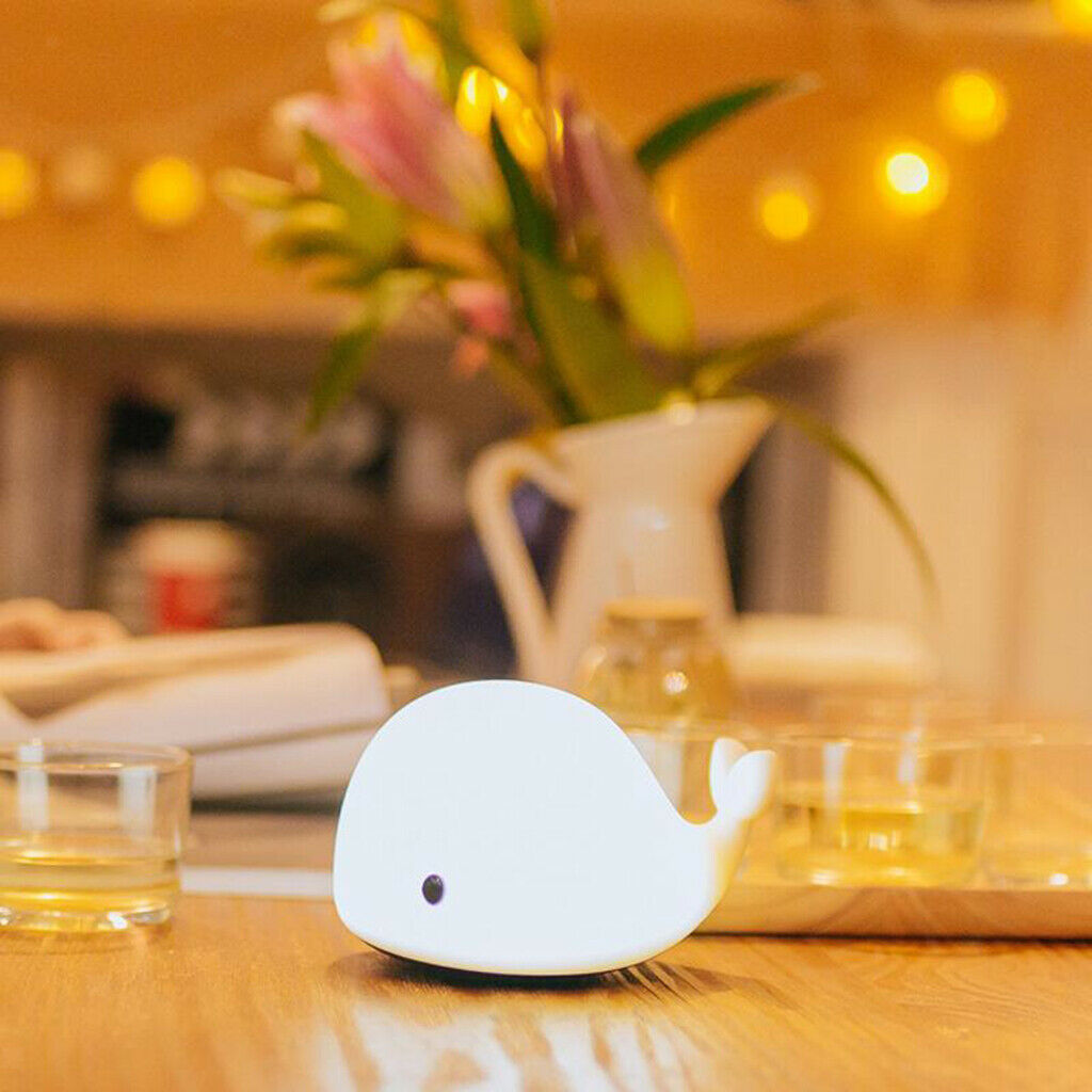 Cute Whale Touch Sensor Night Light Dimmable Children Nursery Bedside Lamp