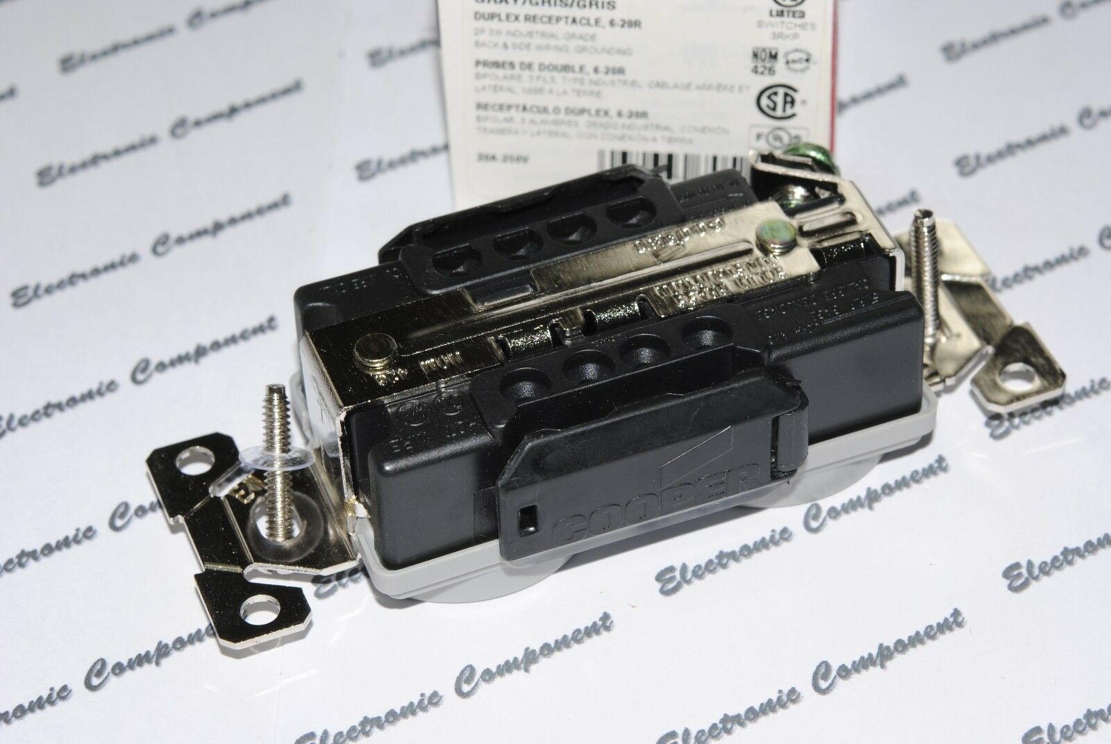 1pcs-COOPER WIRING AH8400GY Premium Hosptial Duplex Receptacle 20A-250V 6-20