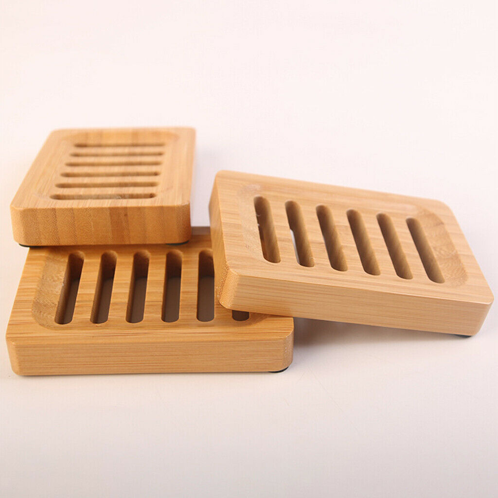Bamboo Soap Dish Natural Color Container Tray for Shower Countertop Outdoor