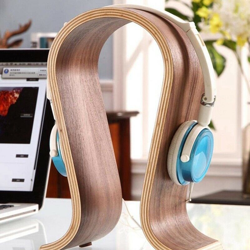 Headphone Stand Earphone Bracket Headset Hanger Wood Desk Display Stand U ShapX6