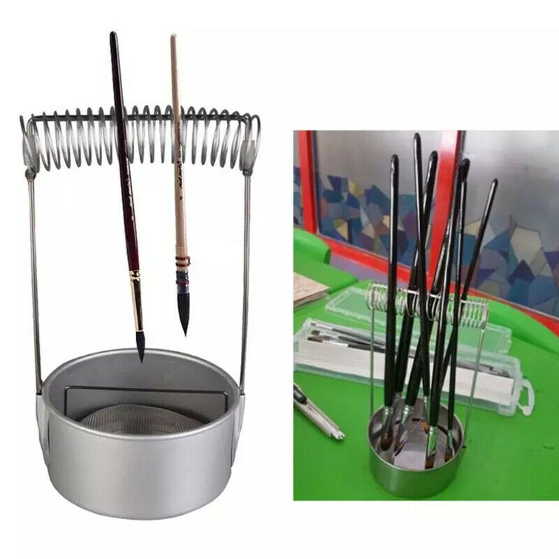 Stainless Steel Paint Brush Washer Cleaner Holder Spring Brush Pen HoldersM Qx