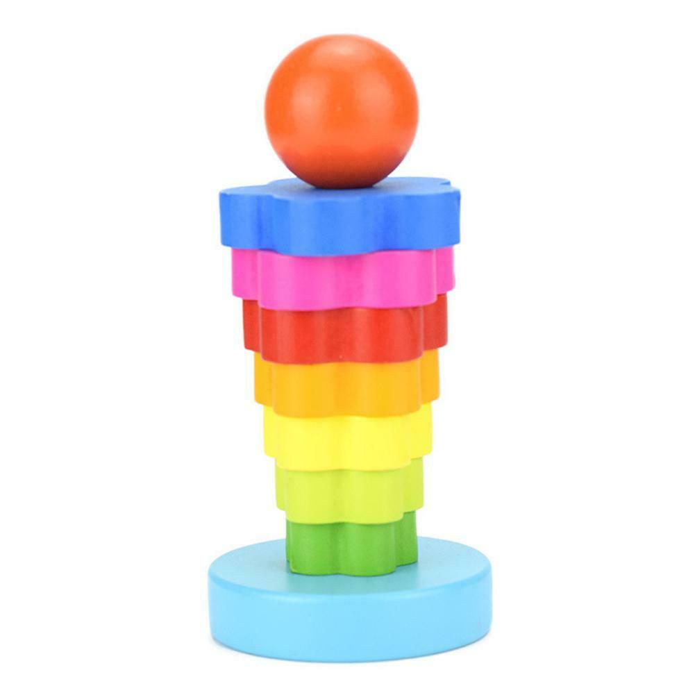 Kids Baby Wooden Toys Stacking Ring Tower Blocks Learning Educational Toys @