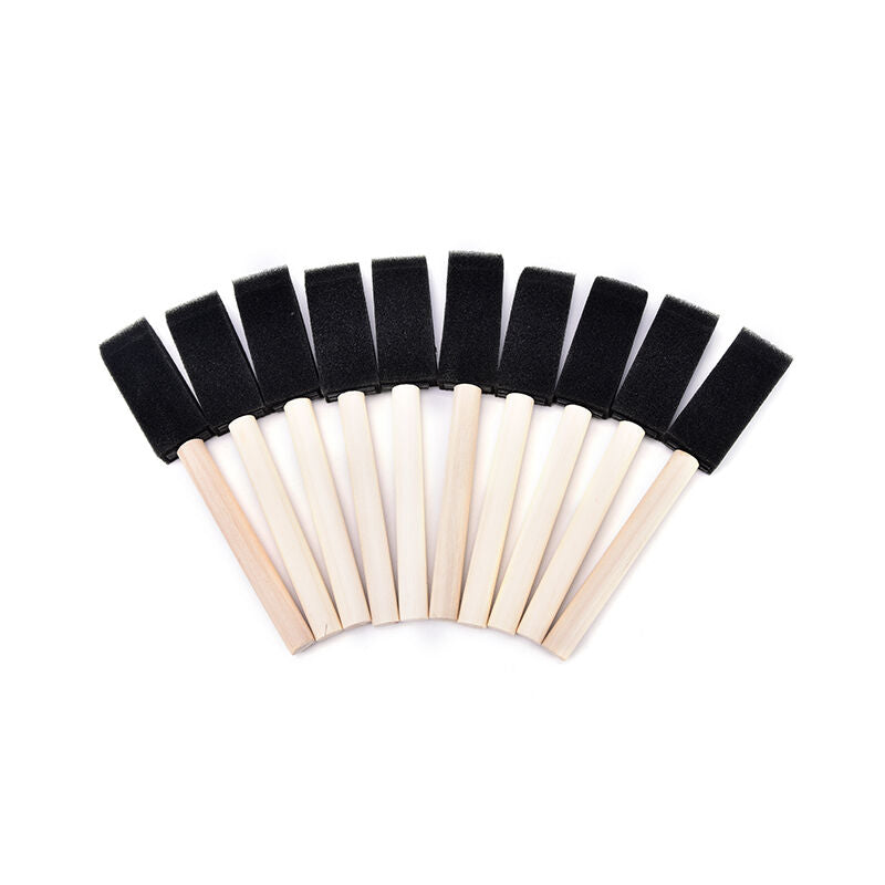 10pcs 1'' Foam Sponge Brushes Wooden Handle Painting Drawing Craft Draw Gras XC