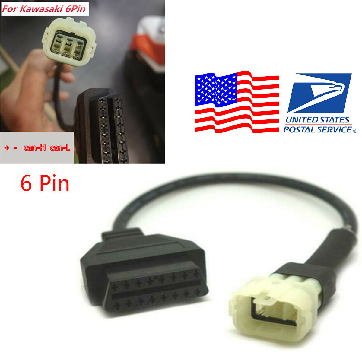 For Kawasaki Motorcycles OBDII OBD2 Diagnostic Cable Adapter 6-pin 4-pin