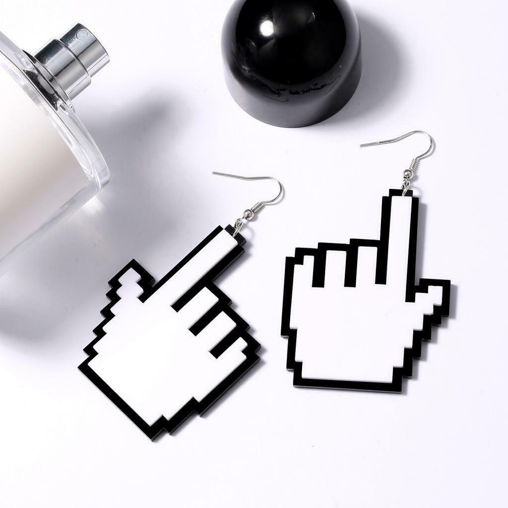 Hip Hop Cool Gesture Pendant Fish Hook Earrings Fashion Evening Club Jewelry