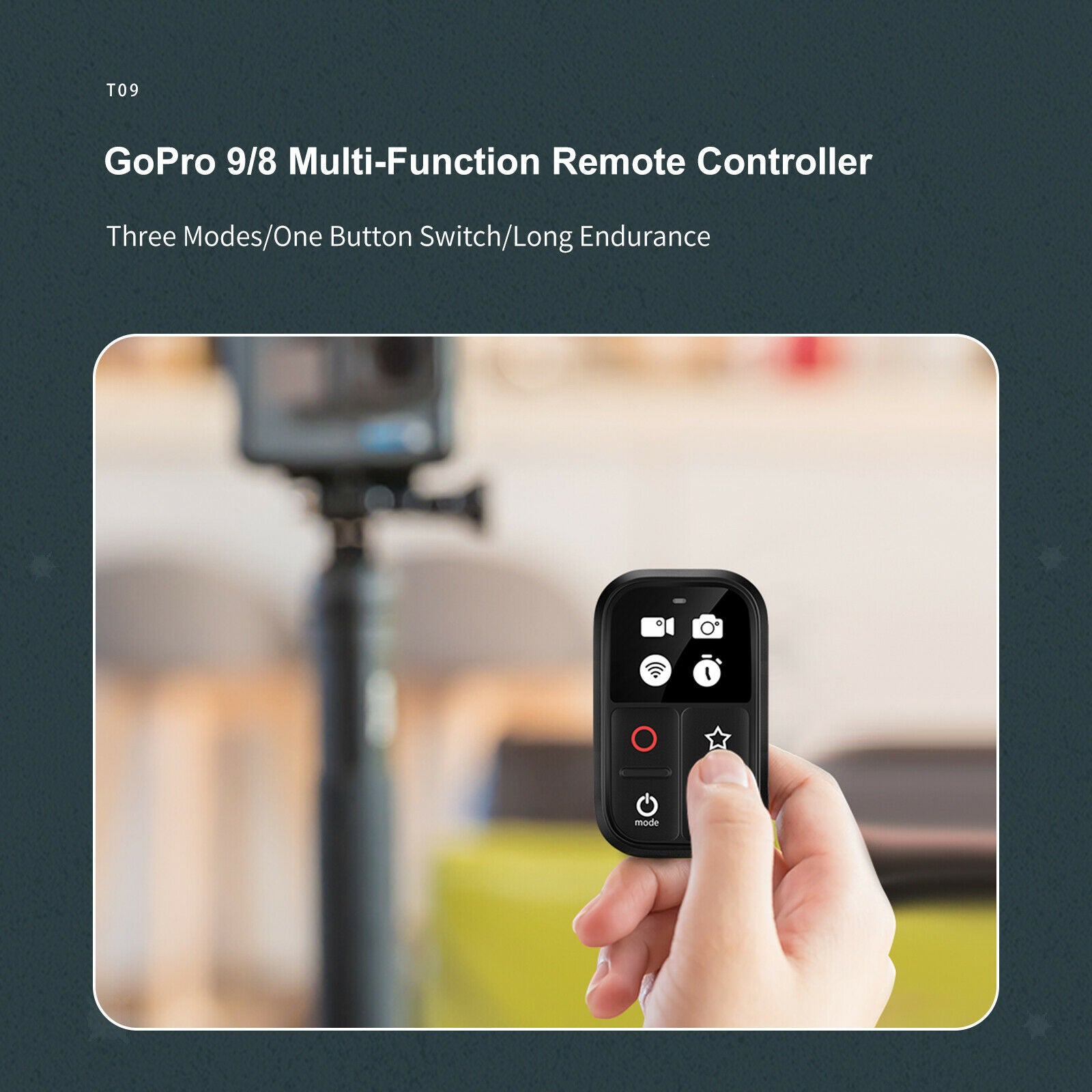 WiFi Remote Control for GoPro Hero 8/9/Max Three Modes Accessories Black