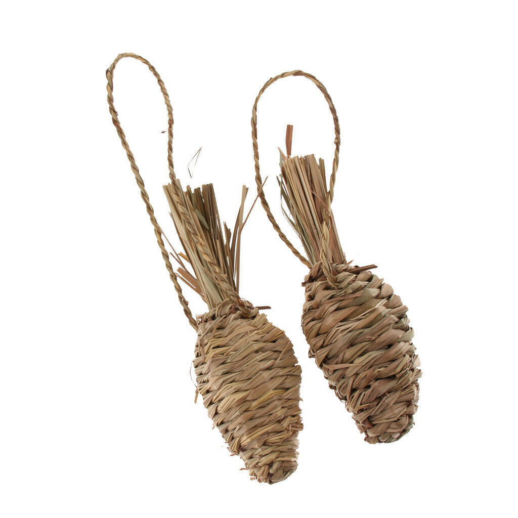 2Pcs Natural Grass Carrot Radish Bird Chewing Bites Toys For Small to Large