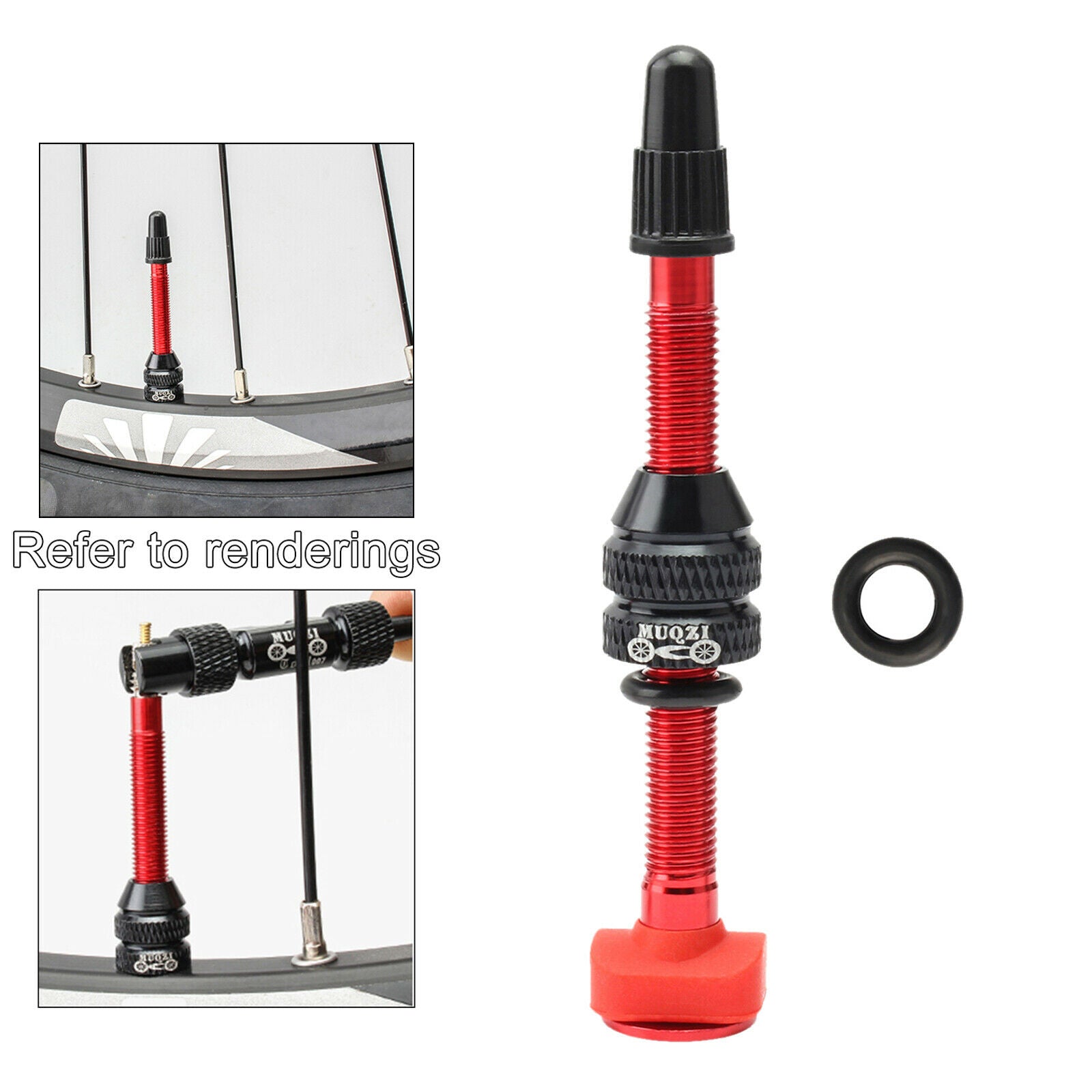 Alloy Tubeless Tire Presta Valve Stem MTB Universal Tubeless Rim 60mm,Red