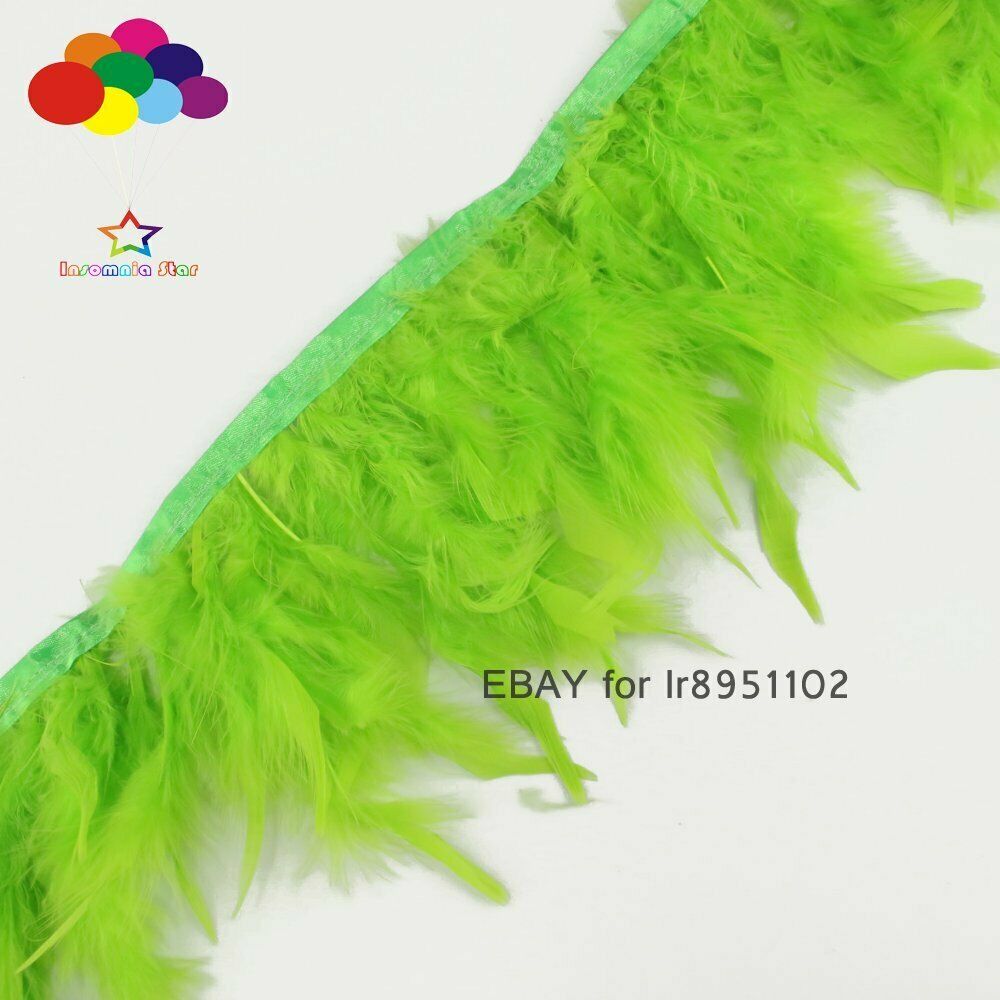 2 Meter Dyed fruit green Turkey feather fringe trim 6-8inches chandelle marabou